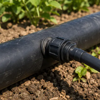 Chula para Irrigação 13, 16 e 18 mm instalado em um sistema de irrigação