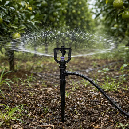 Microaspersor Bailarina instalado em um sistema de irrigação